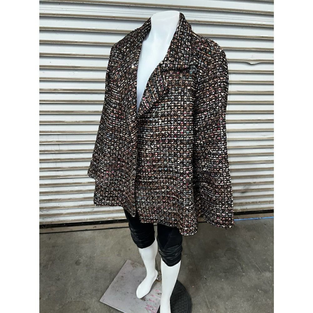 Slinky Brand jacket button up multi colored tweed long sleeve size 1X